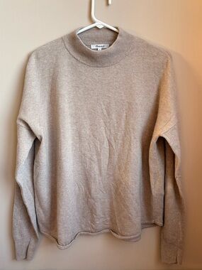 Madewell Wool Blend Mockneck Sweater in Taupe Beige Size M